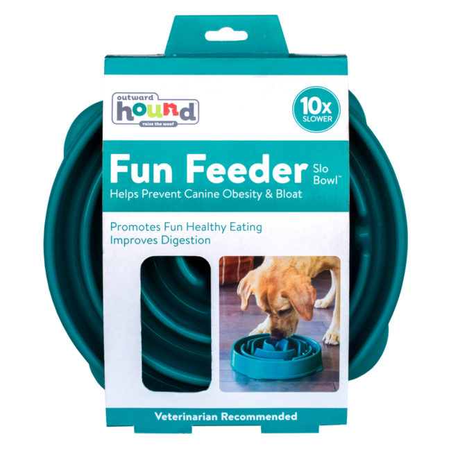 Fun Feeder Slo-Bowl - Slow Feed Dog Bowl - teal small dog bowl