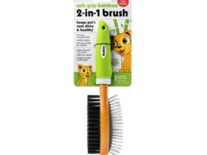 Petkin Soft Grip Dog Brush Bamboo Dog Brush 2 Sided Dog Brush